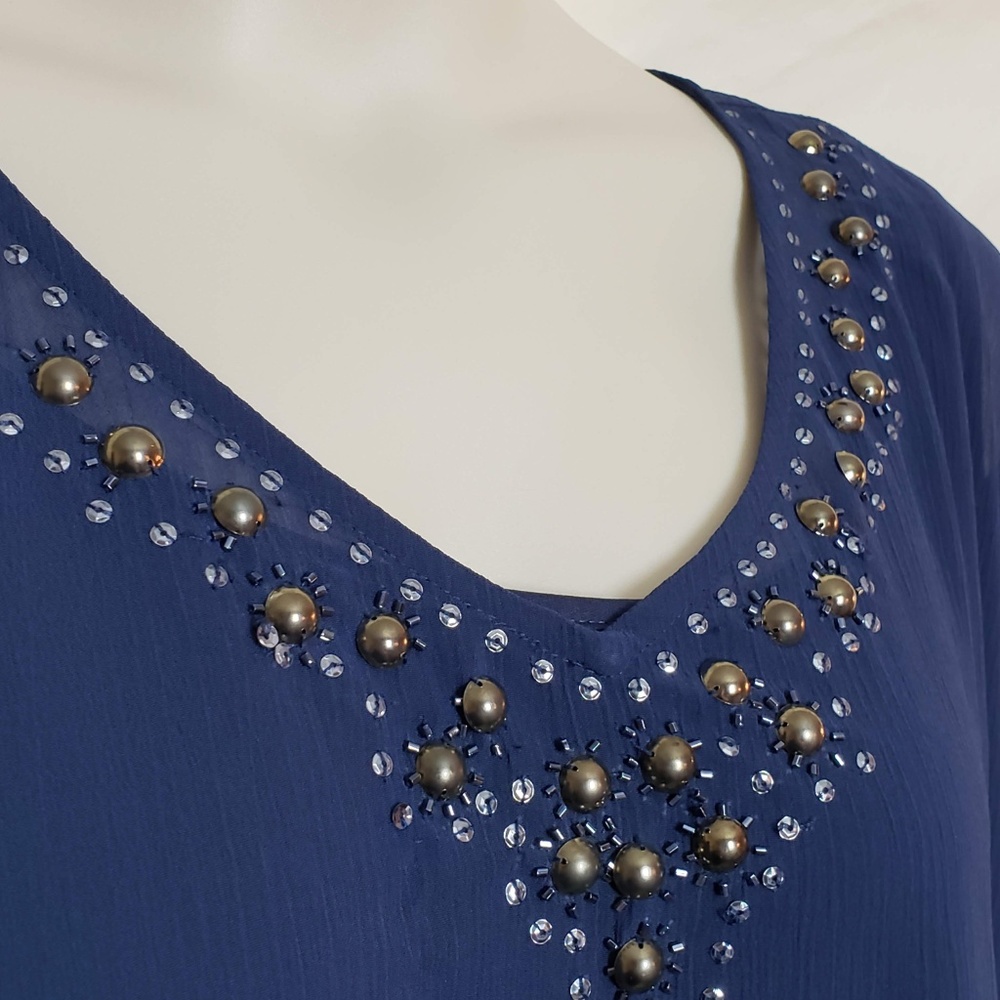 Navy Blue Butterfly Sleeve Top (5X - 34/36W)